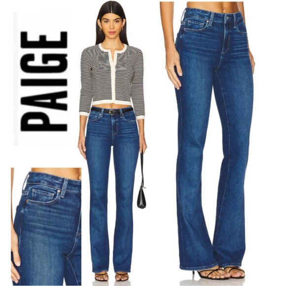 Paige High Rise Laurel Canyon Bootcut Jeans A Capella Size 33 - Picture 1 of 14